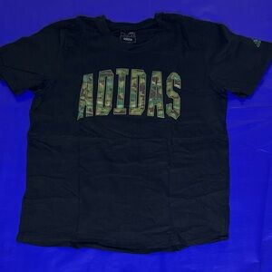 Adidas Black Tee with Camo Lettering